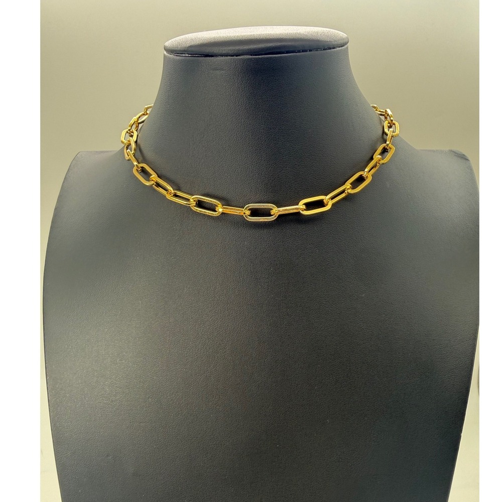 Melania Clara Chunky Gold Paperclip Link Necklace Adjust Magnetic Clasp Choker